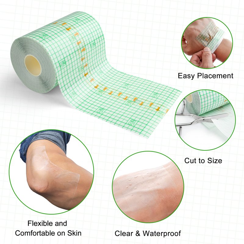 LotFancy Tattoo Aftercare Bandage, 4" x 12 Yards Roll, Transparent Film Dressing, Waterproof Protective Tattoo Wrap Tape for Second Skin Healing, New Tattoos and Scar Therapy
