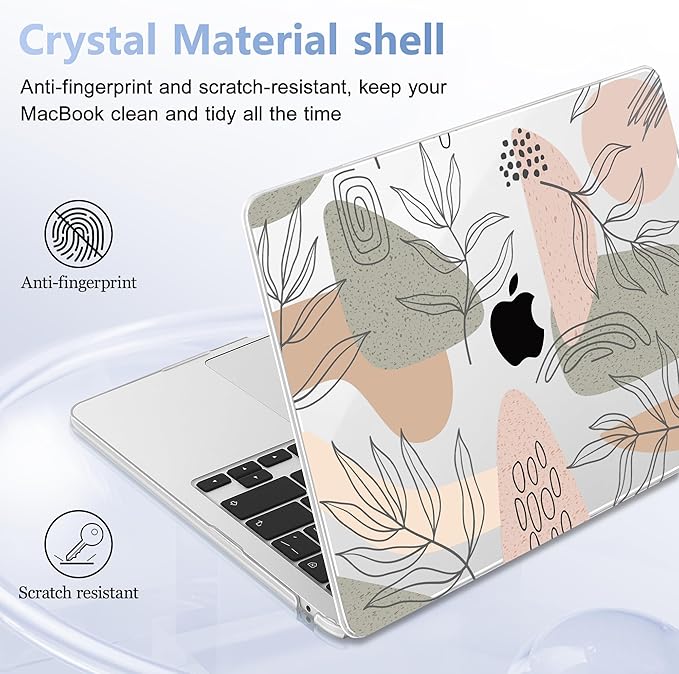 Lepeoac Case for 2026/2025/2024/2023 MacBook Air 15-inch Laptop Release M5 A3448 /M4 A3241 /M3 A3114 /M2 A2941, Stylish Protective Hard Shell Cover for MacBook Air 15.3 inch - Tropical Leaves