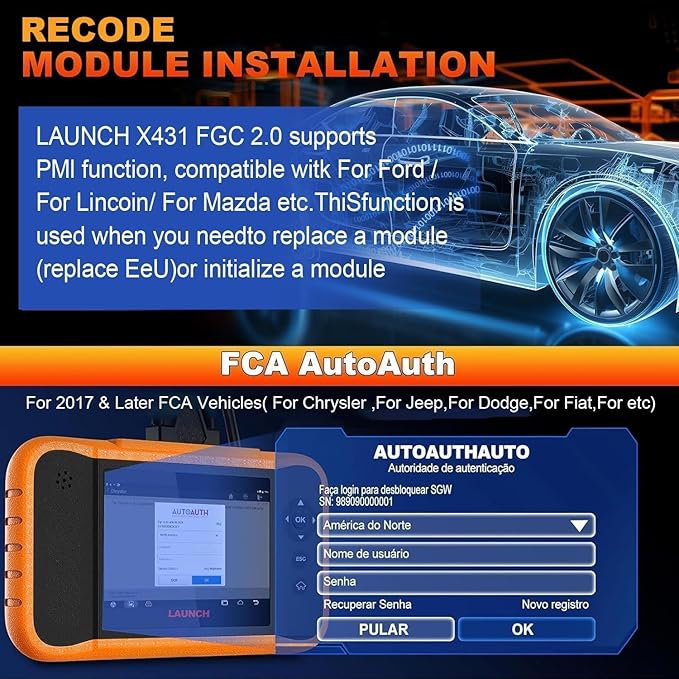 LAUNCH Creader Elite 2.0 FGC OBD2 Scanner,ECU Code, Bi-Directional Scan Tool for Ford, for GM, for Chrysler,100+ Reset, Full System Diagnose, FCA AUTOAUTH, AUTOVIN, Lifetime Free Update