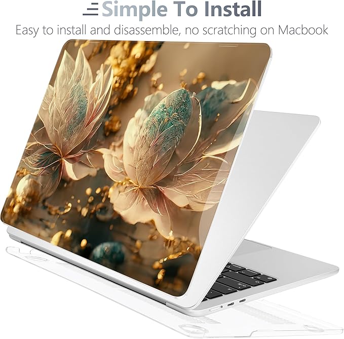 Batianda Premium Case for New MacBook Air 15 inch with M5 M4 M3 M2 Chip 2026 2025 2024 2023 Release, Designed Ultra-Slim Hardshell & Keyboard Cover & Screen Protector 4-in-1 Bundle, 3D Flower