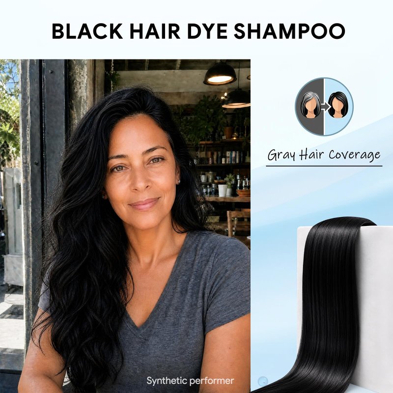 Ivnil Black Hair Dye Shampoo 3 in 1 Hair Color Shampoo for Women & Men for Gray Hair Coverage, shampoo para pintar el cabello