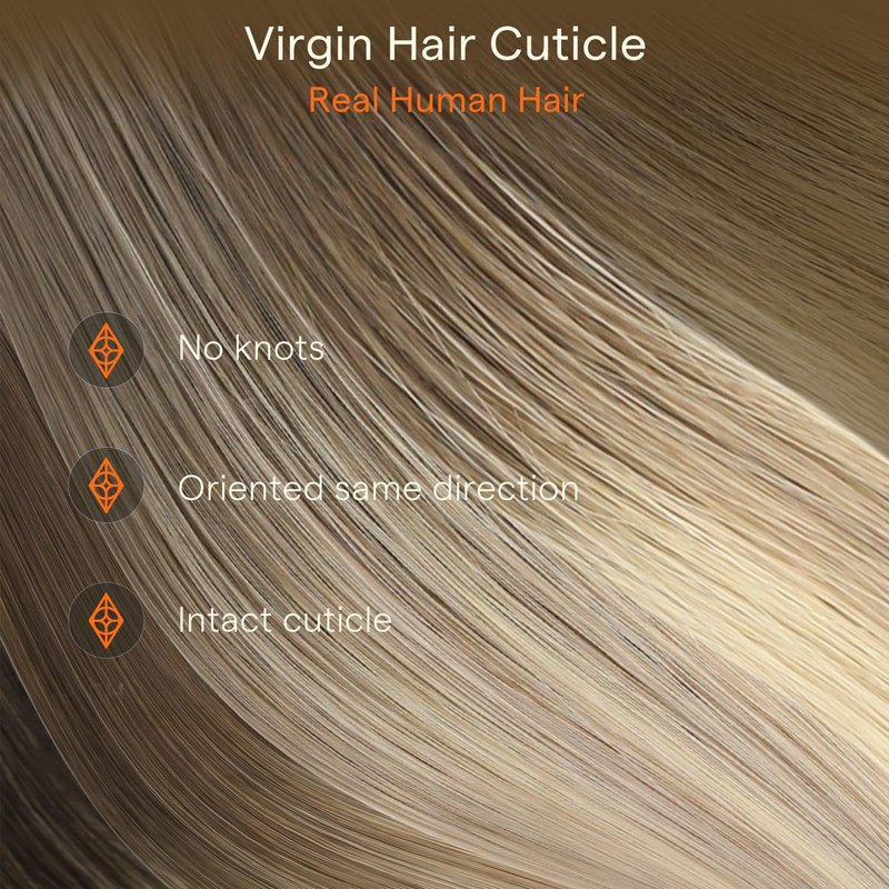 Full Shine Invisible Tape in Hair Extensions, 4/7/80 Balayage Chocolate Brown and Smoky Mushroom Brown, 14 Inch 20G 10 Pcs, Injected Tape ins with Intact Cuticles, Virgin Human Hair, Seamless Blend