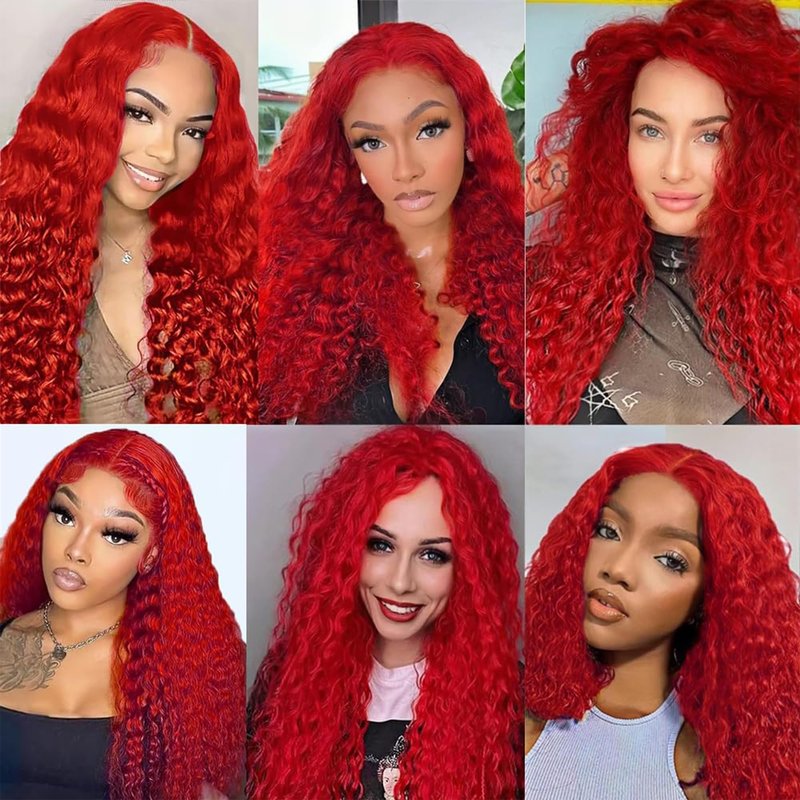 Red Human Hair Bundles Deep Wave 26 Inch Deep Single Bundle Human Hair Light Red Color Unprocessed Native Virgin Hair 100g Total Double Weft Crochet Human Hair Extensions for Women