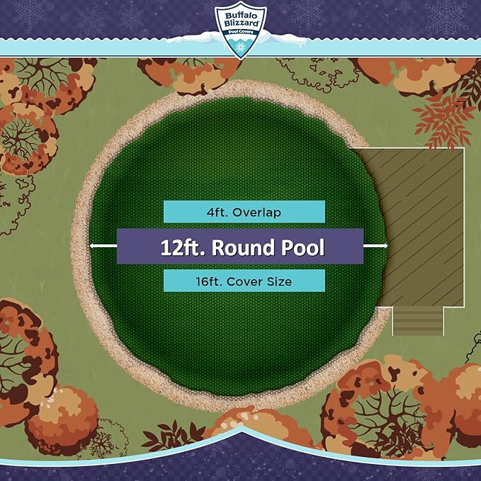 Buffalo Blizzard 12 ft Round Pool Leaf Net | Mesh Pool Net Cover | Leaf Net for Above Ground Pool | Easily Remove Leaves and Debris from Your Winter Cover | 3 Ft of Overlap | Winch & Cable Included