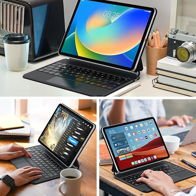 runelk Keyboard Case for iPad 10th Generation 2022 & 11th (A16, 2025) – Magic-Style Keyboard with Multi-Touch Trackpad – Floating Cantilever Stand – Magnetic Case for iPad 10.9 inch 10th / 11th Gen.