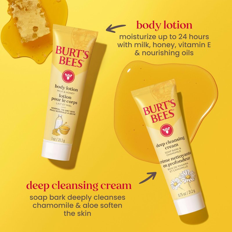 Burt's Bees Mothers Day Gifts Ideas - Essentials Everyday Set, 5 Travel Size Products - Deep Cleansing Cream, Hand Salve, Body Lotion, Foot Cream and Original Lip Balm