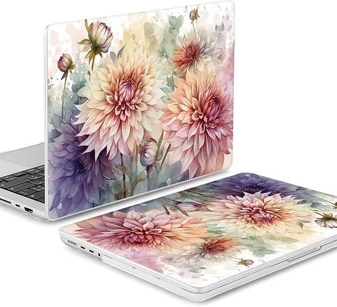 Mektron Case for 2026 M5 MacBook Pro 16 inch A3429 A3428 M4 A3403 A3186 M3 A2991 M2 A2780 M1 A2485 (2021-2025) Pro/Max with Liquid Retina XDR, Hard Shell Plastic Laptop Cover, Watercolor Dahlias