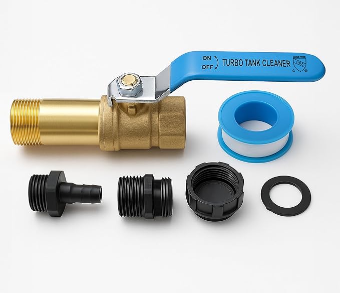 Full-Port Water Heater Drain Valve Kit, Â¾â³ NPT Shank â Fast Flush Upgrade, Compatible with Turbo Tank Cleaner Water Heater Cleaning Tool