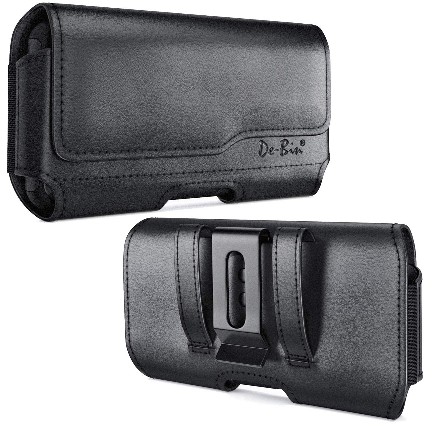 DeBin Case for Galaxy S25 Ultra S24 Ultra 5G, S24 FE, S23 Ultra, S22 Ultra, S21 Ultra, Note 20 Ultra - Cell Phone Belt Holster with Clip Pouch Holder Cover (Fits Samsung Phone with Case on) Black