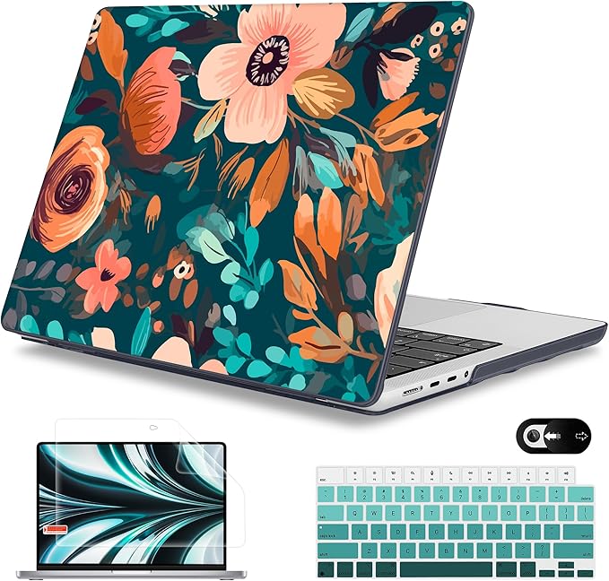 Mektron Case for 2026 M5 MacBook Pro 16 inch A3429 A3428 M4 A3403 A3186 M3 A2991 M2 A2780 M1 A2485 (2021-2025) Pro/Max with Liquid Retina XDR, Hard Shell Plastic Laptop Cover, Abstract Florals