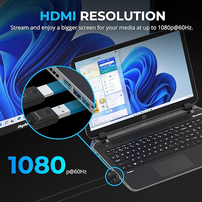 SABRENT Wireless HDMI Transmitter and Receiver 100FT/30M, 1080p@60Hz Plug and Play, No Wi-Fi Required, Stream from PC or Laptop to TV or Projector (DA-H1R1)