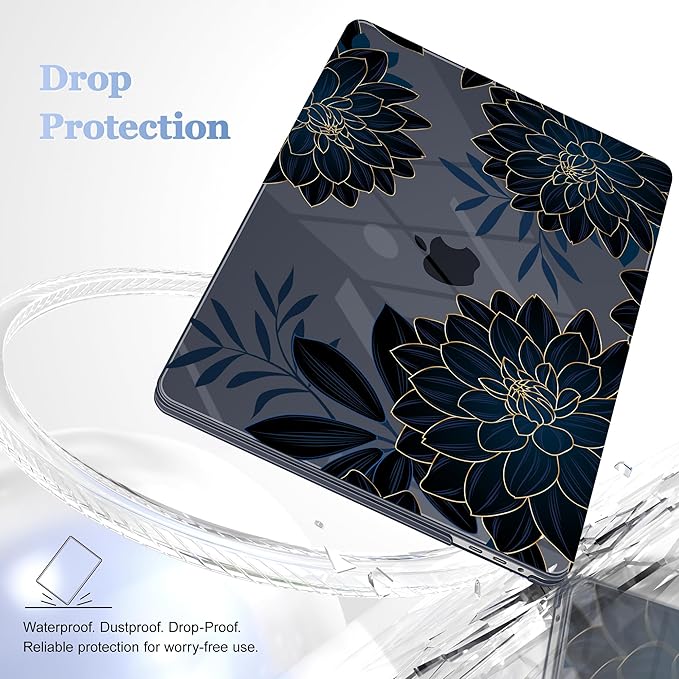 Lepeoac for MacBook Pro 16 inch Case 2019 2020 Release Model A2141, Plastic Hard Shell Cover with Keyboard Cover & Screen Protector for MacBook Pro 16 inch with Touch Bar & Touch ID, Flower Dahlia