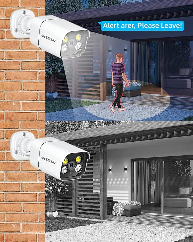 WESECUU Poe Security Camera System, 4K CCTV Camera Security System 4pcs IP Home Security Cameras Outdoor, 2-Way Audio, Human Detection Home Camera System (8 CAM)