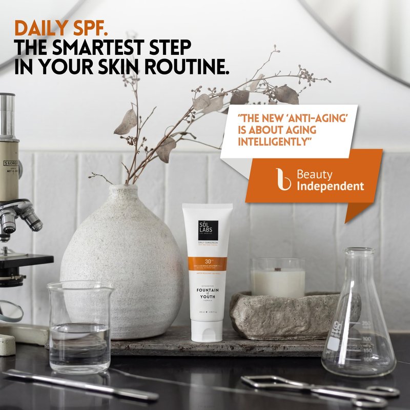 SOL LABS Mineral Sunscreen SPF 30 Face & Body - Lightweight, Hydrating Daily Moisturizer - No White Cast - Anti-Aging Formula Niacinamide, Zinc Oxide - Reef Safe Korean Skin Care - Sunscreen Lotion