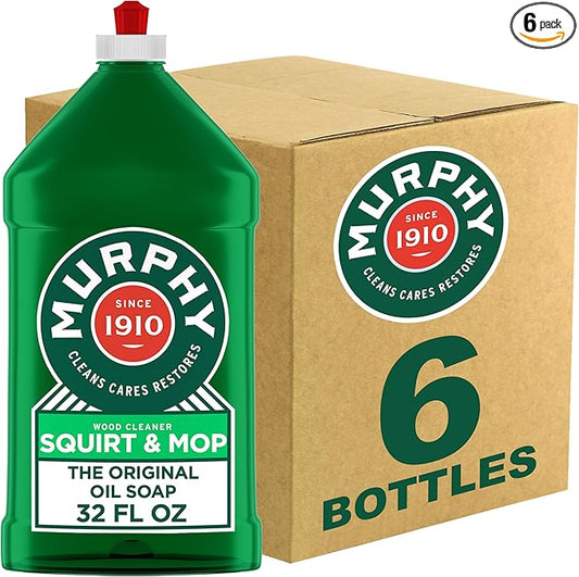 Murphy Oil Soap Squirt and Mop Floor Cleaner, 192 Oz (32 Oz, 6 Pack) - Bulk Cleaning Supplies Bundle - Natural Wood Cleaner, Hardwood Cleaner - Office Supplies, Household Cleaning Supplies