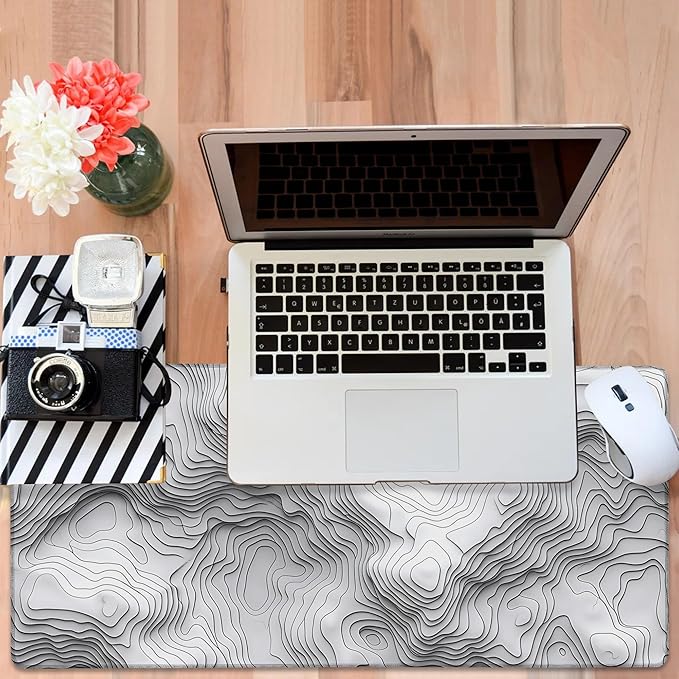 NITAHHHY Large Mouse Pad Wave Lines Gaming Desk Pad Computer Keyboard Non-Slip Waterproof Mouse Mat with Rubber Base and Stitched Edges Entertainment Office Writing Desk Mat 35.4 x 15.7 Inches