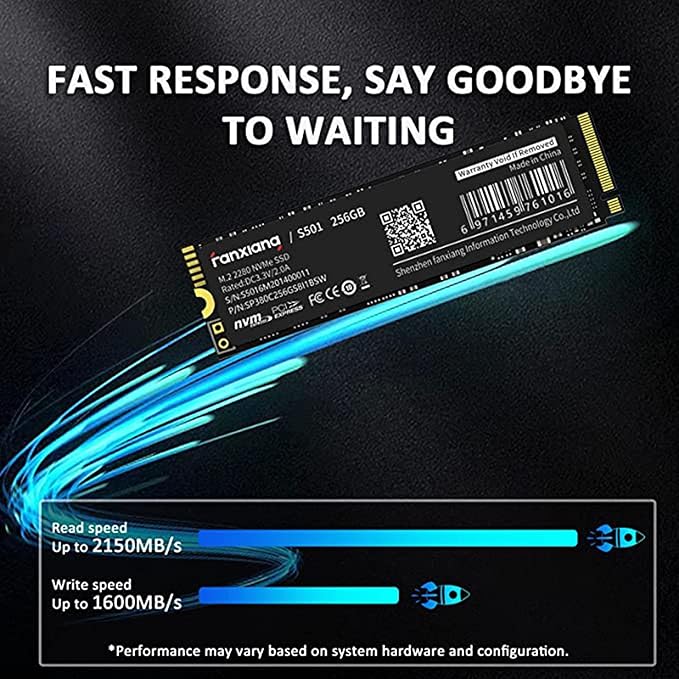 fanxiang S501 256GB NVMe SSD 3D NAND1.3 PCIe Gen3x4 M.2 2280 Internal Solid State Drive (Read Speed up to 2,050 MB/s) Compatible with Laptop & PC Desktop