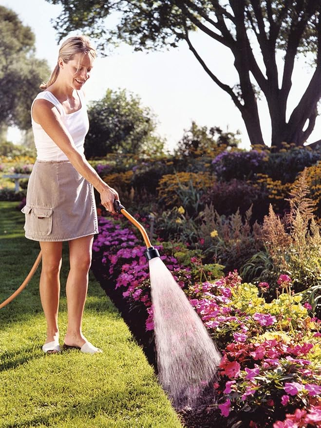 Dramm Touch-N-Flow Rain Wand â 16â Long, Red â Full Watering Flow with Trigger-Style Shut-Off Valve & Lock â High-Flow, Gentle Spray for Gardens, Hanging Baskets & Flowerbeds
