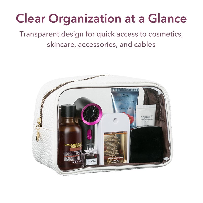 Sylune 3-in-1 Clear Toiletry Bag Set – Waterproof Travel Makeup Organizer with Textured Pouches, Transparent Cosmetic Case for Women (Pink)