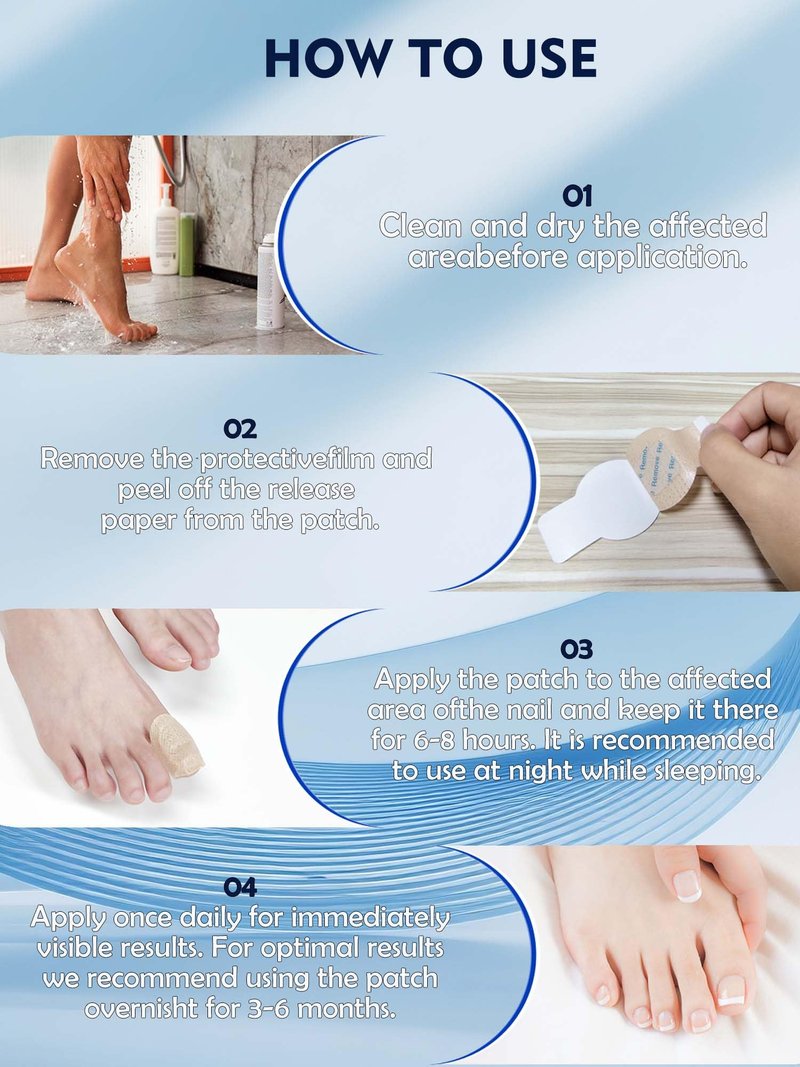 Nail Patches Toenail Treatment Extra Strength 8-Hour Overnight Nail Fast Acting Repair Effortless Hydrogel Nail Care and Repair for Damaged Nails Overnight Renewal for Men and Women (48 Count)
