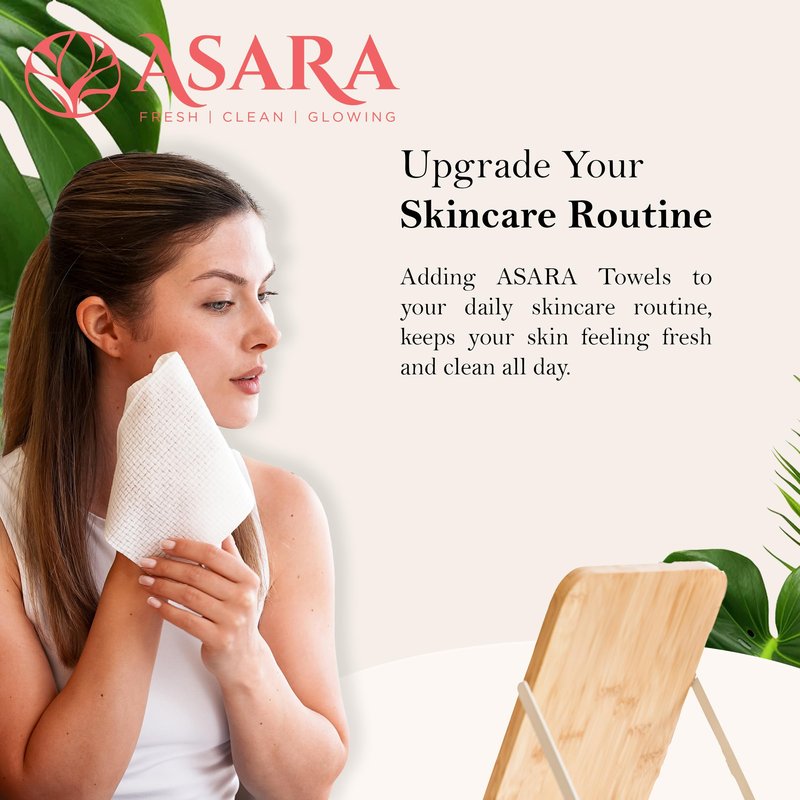 Clean Face Towels Disposable XL Facial Wipes | Add Water As a Makeup Remover | Sensitive Skin Face Towels | Organic Vegan Biodegradable - Clean Daily Towelettes | by Asara (200 Count)
