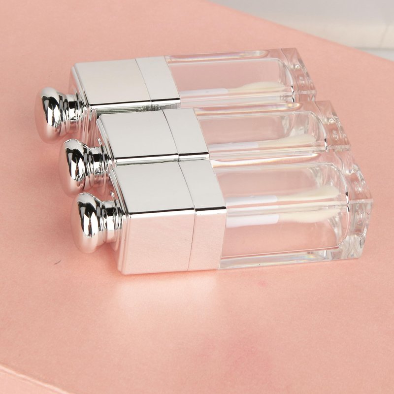 COSIDEA 18PCS Empty 8ML Square clear Lip Gloss Tube Silver big doe foot wand lipgloss tubes for Lip oil tint bottles container
