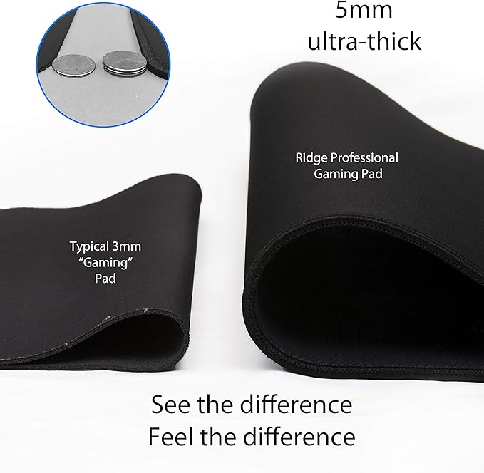 Traverse Ridge Gaming Mouse Pad (5mm) Massive 46 inch | 46x17.3x0.20 Extra Thick | Black | Stitched Edge, Large Washable Desk Mat