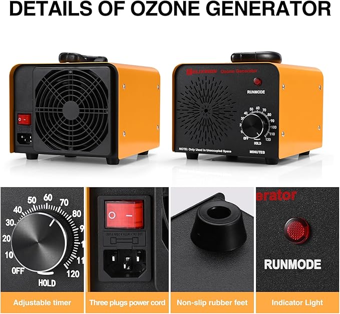 ELIXRION Ozone Generator – 80,000mg/h High-Capacity O3 Air Purifier for Odor Control Home, Kitchen, Car, Office, Basement, Pets, and Smoke – Covers Up to 6,000 Sq Ft