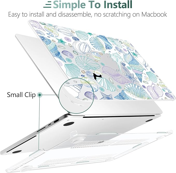 DONGKE Compatible with MacBook Pro 16 Inch Case (2026-2021 Release, M5 M4 M3 M2 M1 Pro/Max Chip), Plastic Hard Shell Cover with Keyboard Cover & Screen Protector for MacBook Pro 16", Sea Shells