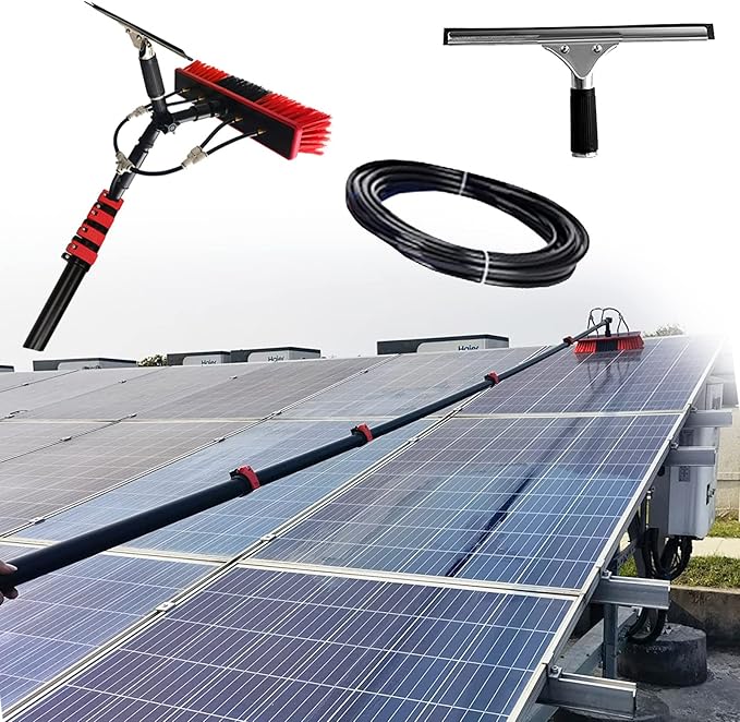 Telescopic Hydrocleaner Cleaning Brush, Multi-Purpose Water Spray Brush for Cleaning Window Solar Panels, 3.6m-10.8m Solar Panel Cleaning Equipment, Roof Cleaning Tools,10.8m