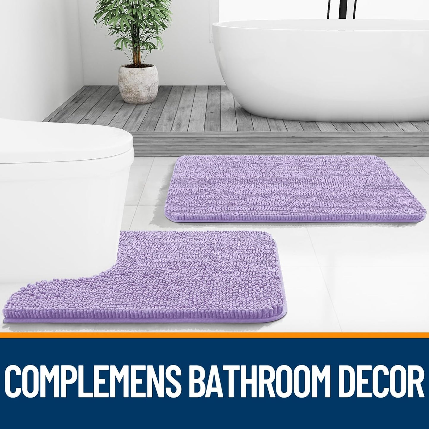 OLANLY Bathroom Rugs - Extra Soft Absorbent Chenille Bath Mats | Quick Dry, Machine Washable, 30x20, Lavender