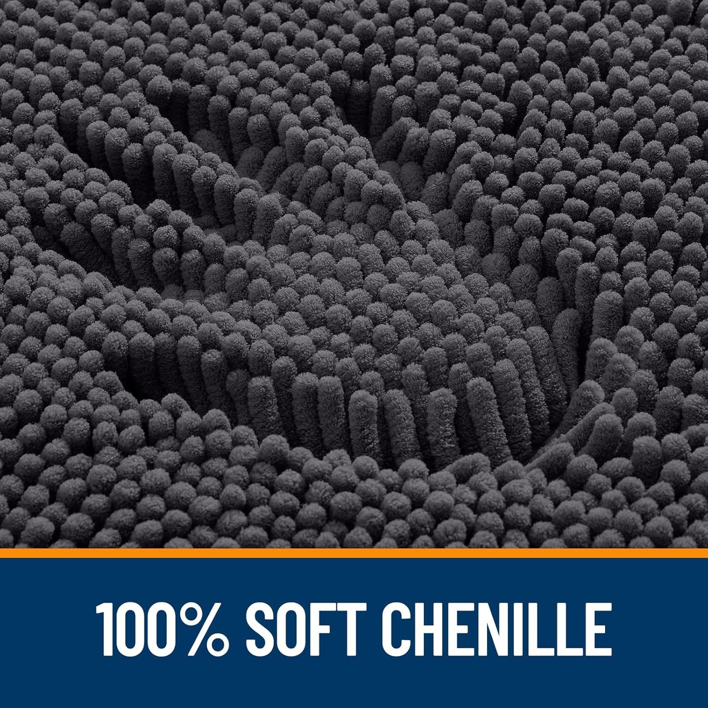 OLANLY Large Bath Rugs - Extra Soft Chenille | Quick-Dry, Machine Washable, 40x32, Dark Grey