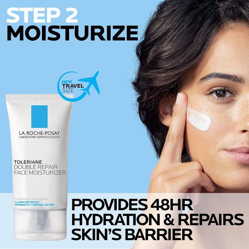 La Roche-Posay Toleriane Hydrating Face Cleanser - Gentle Daily Wash with Niacinamide & Ceramides for Sensitive Skin | Fragrance-Free