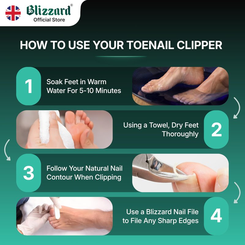 Blizzard Ingrown Toenail Clippers - Podiatrist Toenail Clippers for Thick Nails for Seniors - Ingrown Nippers for Men - German Steel Podiatry Tool with Toenail File - 13cm Concave Head