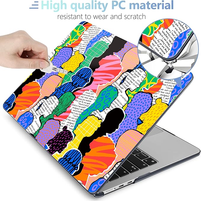 MEEgoodo for M5/M4/M3/M2 MacBook Air 15 inch Case 2026 2025 2024 2023, Case Fit Model (A3448/A3241/A3114/A2941) for MacBook Air 15.3 inch, Diverse People Abstract Art