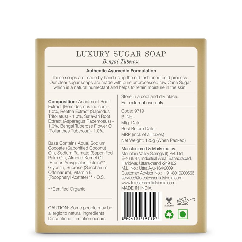 Forest Essentials Luxury Sugar Soap Bengal Tuberose 125g