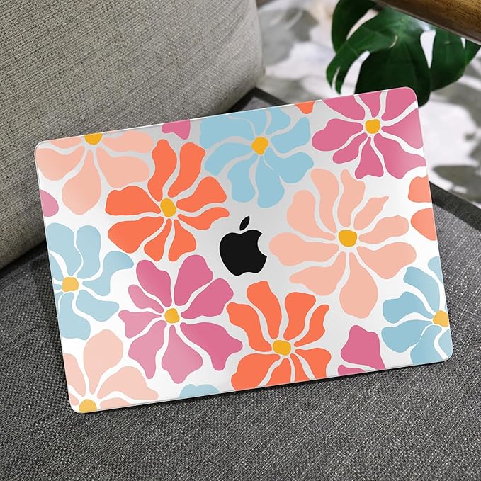 MEEgoodo for M5/M4/M3/M2 MacBook Air 15 inch Case 2026 2025 2024 2023, Case Fit Model (A3448/A3241/A3114/A2941) for MacBook Air 15.3 inch, Minimalist Style Floral
