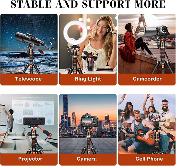 Nietoto 2 in 1 Camera Tripod & Hunting Stand Foldable, 68" Ball Head Tripod for Camera and Phone, Heavy Duty Tripod for DSLR Camera Lasers Binoculars Telescope Spotting Scope, Min Size 16.5" with Bag