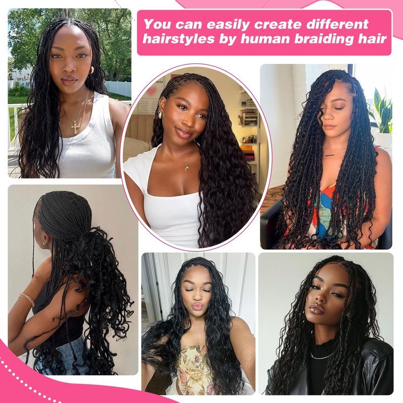 Human Braiding Hair - 100g Body Wave Curly Bulk 14 Inch Natural Black | 100% Unprocessed Brazilian Hair for Boho Braids
