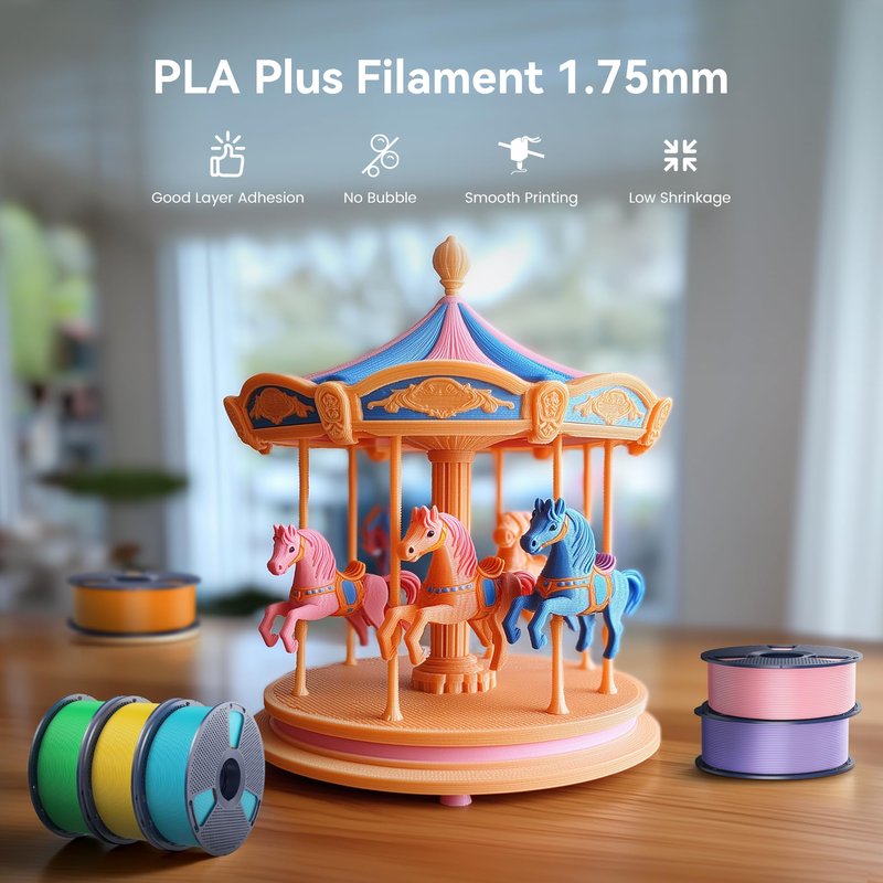 SUNLU PLA Plus Filament 1.75mm Black 1KG, Neatly Wound 3D Printer Filament 1.75mm, PLA+ 1000g, Dimensional Accuracy +/- 0.02 mm, Fit Most FDM 3D Printers, 1kg Spool (2.2lbs), Black