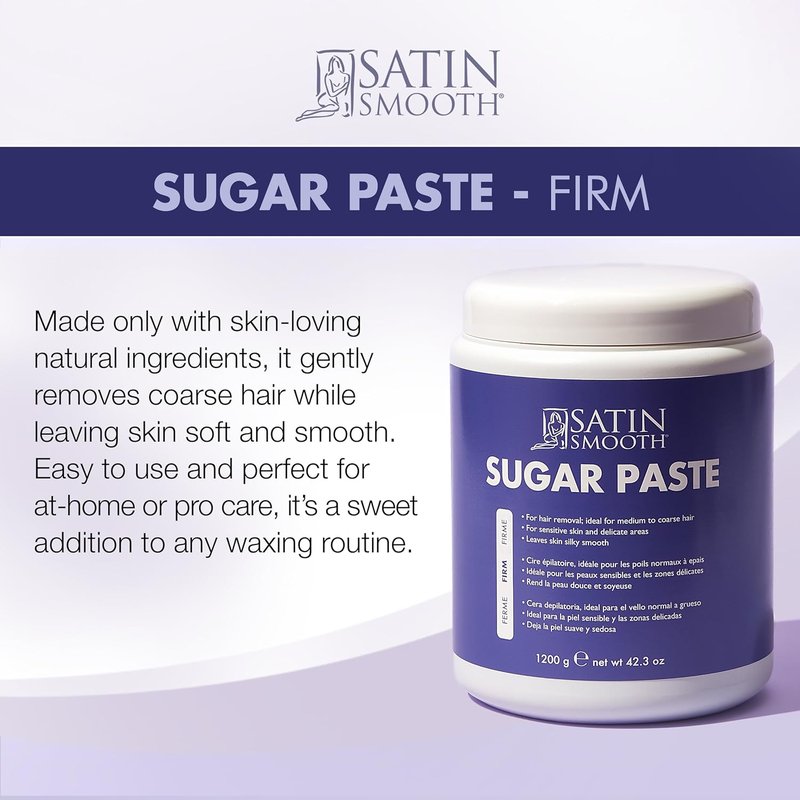 Satin Smooth Sugar Paste - Natural Hair Removal for Sensitive Skin | 42.3 oz, Ideal for Bikini & Delicate Areas