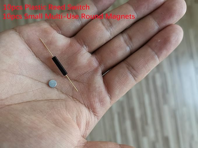 Gebildet 10pcs Plastic Reed Switch Reed Contact Normally Open (N/O) Magnetic Induction Switch (2.5mm×14mm) with 10pcs Small Multi-Use Round Magnets