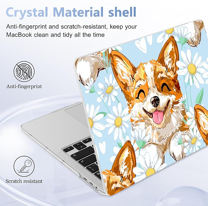 Lepeoac for MacBook Pro 16 inch Case 2019 2020 Release Model A2141, Plastic Hard Shell Cover with Keyboard Cover & Screen Protector for MacBook Pro 16 inch with Touch Bar & Touch ID, Cute Corgi Dog