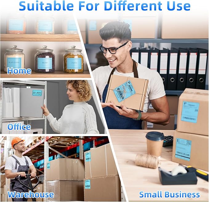 Omezizy 4x6 Thermal Labels, 1 Packs of 500 4x6 Fold Labels Blue - Compatible with JADENS, ASprink, Phomemo, Rollo, Zebra, Omezizy and Other Thermal Printers