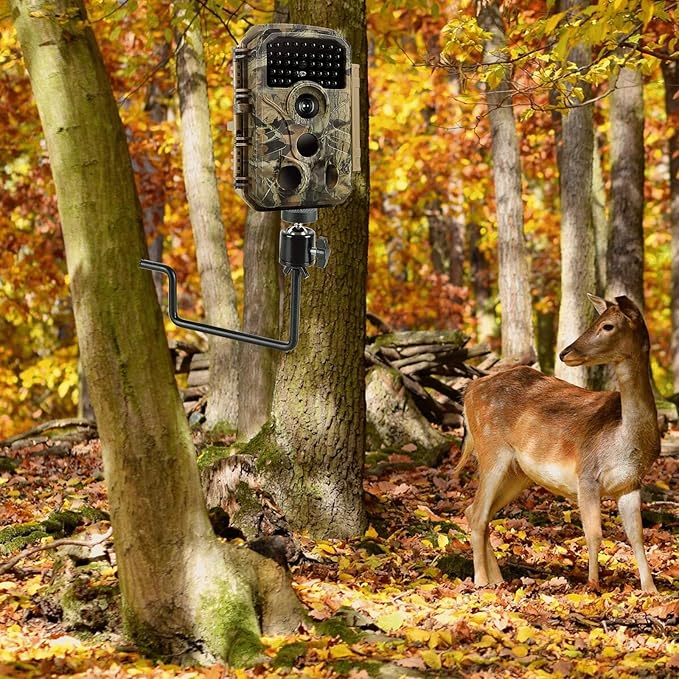 Trail Camera Mount, 4 Pcs Trail Camera Holder with 1/4 in Screw,Hunting Accessories,360° Adjustable Tree Screw Mounting Bracket for Game Cameras, Solar Panels, etc, Easy to Install & Heavy duty