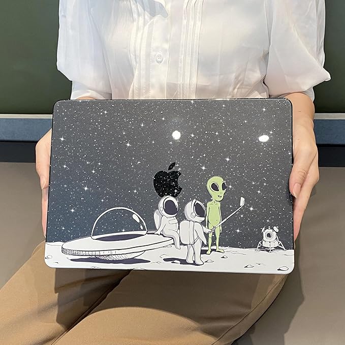 MEEgoodo for MacBook Air 13 inch Case 2021 2020 2019 2018 Released A2337 M1 A2179 A1932 with Touch ID, Plastic Hard Shell & Keyboard Cover Compatible with MacBook Air 13.3, Astronauts & Alien