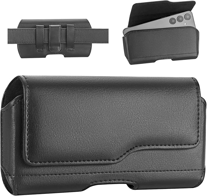 NUVAVO Holster Case for iPhone 15 Plus&15Pro Max, 14 Plus&14Pro Max, 13/12/11 Pro Max, Samsung Galaxy S24+ S23+ S22+ S21+ Plus Series, Phone Holder with Belt Clip (Fits Otterbox Commuter Case on)Black