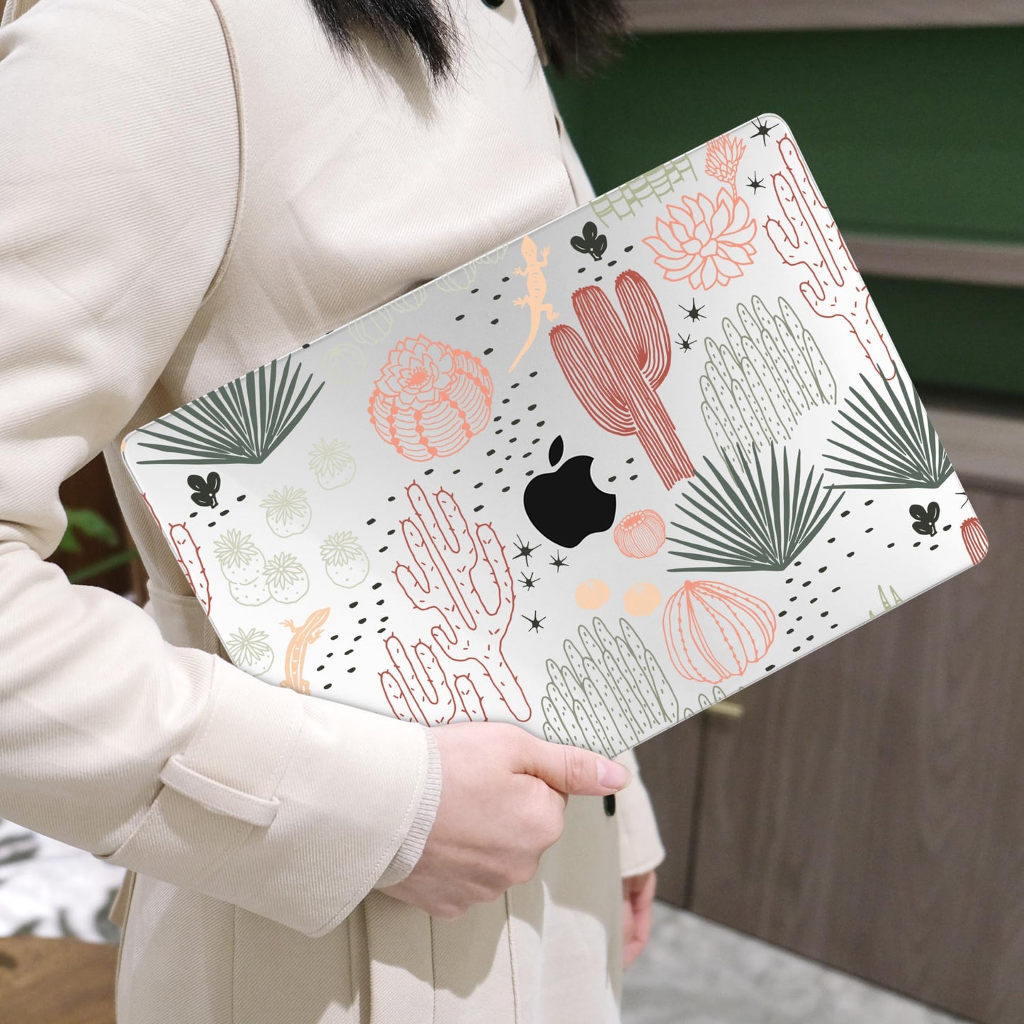 MEEgoodo for MacBook Air 13 inch Case 2021 2020 2019 2018 Released A2337 M1 A2179 A1932 with Touch ID, Plastic Hard Shell & Keyboard Cover Compatible with MacBook Air 13.3, Cacti