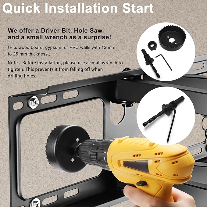 YCLYC Cord Hider for Wall Mounted TV, in Wall Cable Management Kit for Large Capacity, Wall Cable Hider Behind The Wall, Cable Raceway White Includes Hole Saw Dril Attachment - 2 Pass Locking Brackets