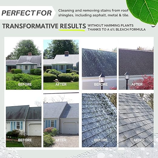 Wash Safeâ¢ ROOF WASH Roof Cleaner, 10 lb. | Clear, Bleach-Free Concentrate | Clean Up to 10,000 sq. ft. of Asphalt, Wood, Slate and Ceramic Shingles or Tiles
